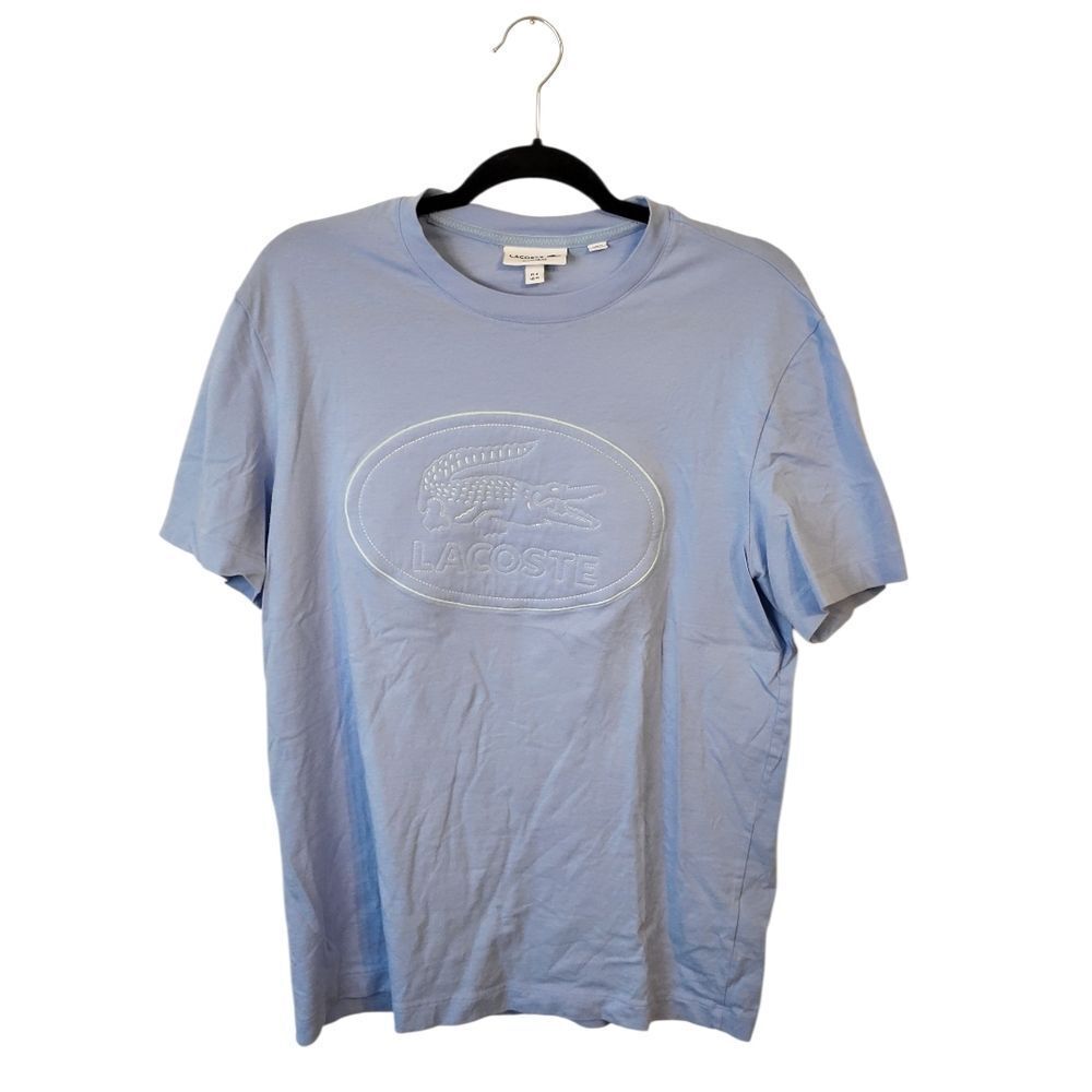 Lacoste Embroidered Crocodile Sky Blue Short Sleeve Tee Size M